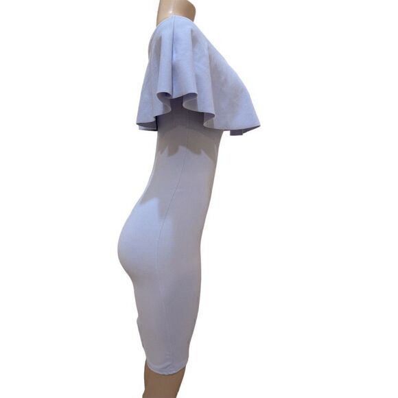 NWT- Pretty little thing Celinea Dusty Blue Bardot Frill Midi Dress - Picture 6 of 10